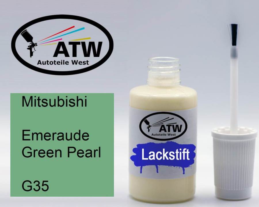 Mitsubishi, Emeraude Green Pearl, G35: 20ml Lackstift, von ATW Autoteile West.